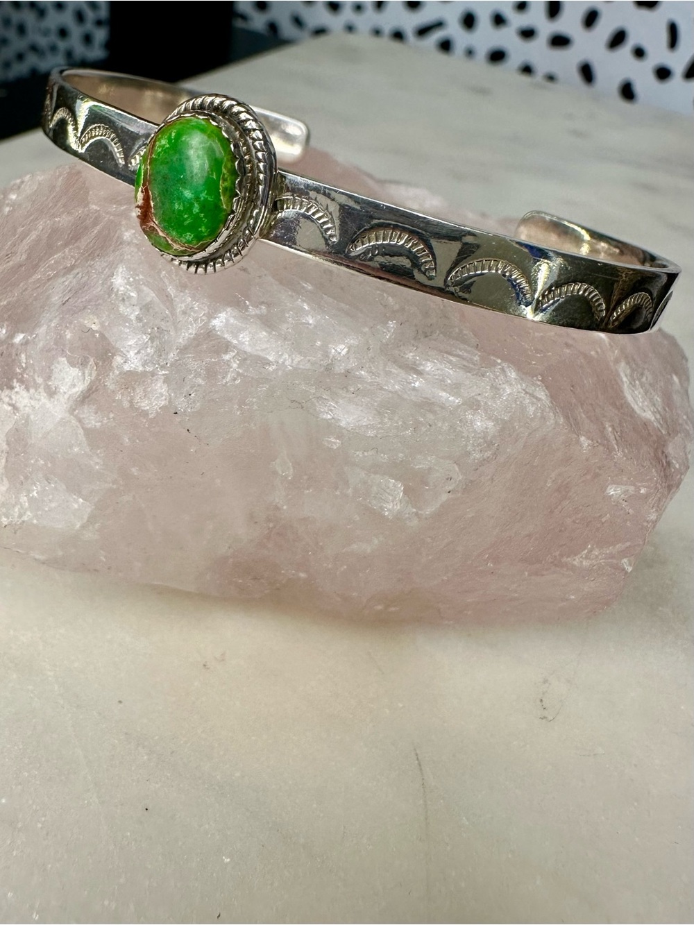 Sterling Silver Sonoran Gold Turquoise Stone Stamped Cuff Bracelet 925 - Picture 3 of 8
